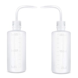 APUXON Wash Bottle 2pcs 8oz(250ml) Narrow Mouth Squeeze Bottle Medical Lab Plastic Safety Squeeze Bottle No Spill Bend Mouth Watering Cans
