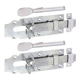 Alberts 117177 Stable Door Lock Bolt | Straight, with Flat Handle and Attached Loop | Galvanised | Thick Layer Passivated | Plate 160 x 56 mm | Set of 2