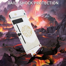 HYPERCASE White of Zelda Switch OLED Dockable Case for Console & Joycon, Anti-Scratch Switch OLED Protective Cover Skin with Screen Protector & 2 Thumb Caps - Tears of The Kingdom Hardshell Design