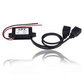 Keenso Waterproof DC Converter 3A DC 12V a DC 5V Adaptador de cargador USB dual Módulo convertidor Adaptador de corriente dual Convertidor DC a DC Buck Módulo de fuente de alimentación descendente par