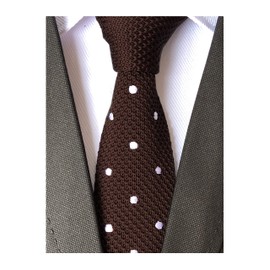 Men's Youth Teen Kids Silk Knitted Tie Brown Slim Necktie Groomsman Events Gifts
