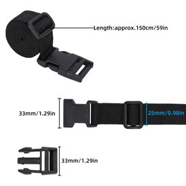Zythrem 4 Pack Luggage Straps Nylon Webbing Straps with Quick Release Buckle Adjustable Utility Strap Compression Straps for Backpacking Suitcases Outdoor Travel Camping Sleeping Bag 25mm x 150cm