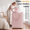 Optish Pink Laundry Basket with Wheels, Dorm Room Essentials Girl,
