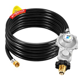GasSaf 20FT 2 Stage Propane Regulator with Hose for RV, Generator, Gas Grill, Heater and More Low Pressure Appliances, Universal POL Connector & 3/8" Female Flare