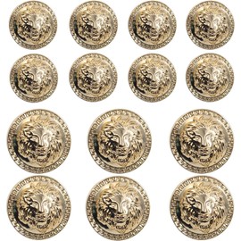 14 Pieces Gold Vintage Antique Metal Blazer Button Set - 3D Lion Head - for Blazer, Suits, Sport Coat, Uniform, Jacket 17mm 23mm