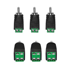 PNGKNYOCN RCA Cable Audio Adapter, Phono RCA Male Plug to AV Screw Terminal Audio/Video Speaker Wire connectors Solderless Adapter (6-Pack)