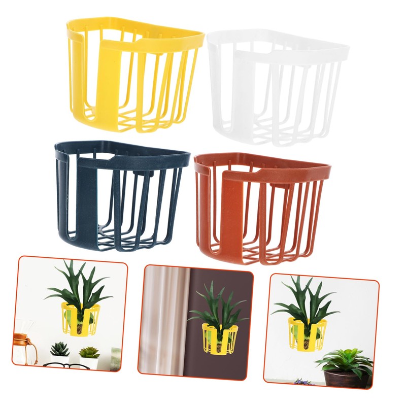 IWOWHERO Set of 8 Wall-Mounted Planter Baskets Plastic Container Pots