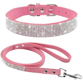 ETOPARS Dog Collar and Lead with Rhinestones, Crystal Diamond Cat Dog Collar Lead Set, Dog Collar Harness, Dog Rhinestone Collar