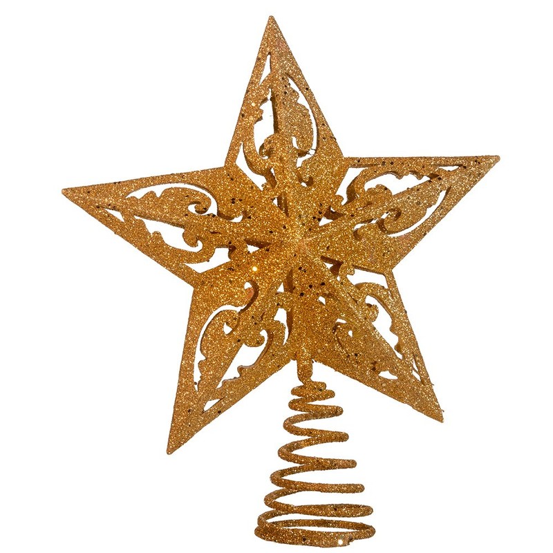 Kurt Adler 8-Inch Gold Glittered 5 Point Star Treetop