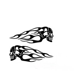 Cretassion Pack of 2 Universal Skull Stickers Motorcycle Vinyl Skull Sticker Car Waterproof Skull Stickers for Cars, Motorcycles, Helmets, Fridges, Black