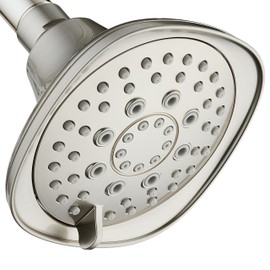 AquaDance Satin Nickel Hot Oval Square Style 6-setting High-Pressure Luxury Shower Head. Angle Adjustable, Solid Brass Connection Nut, Finish. Premium Quality Exclusive Showerhead