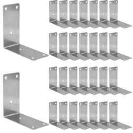 30Pcs Stainless Steel Angle Brackets, 90 Degree L Bracket,Silver Heavy Duty Corner Brackets for Wooden Shelf,Furniture,Flowerboxes,Cabinet,4x4x1Inch
