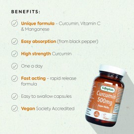 Lifeplan Lifeplan Super Herbs Curcumin 500mg (60 Capsules)  with Vitamin C and Manganese and Piperine  60-Day Supply