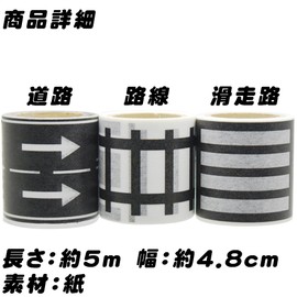 AGM65 Make Your Own Road Pattern Masking Tape, Set of 3, Road, Runway, Railway, Toy, Play, Interior