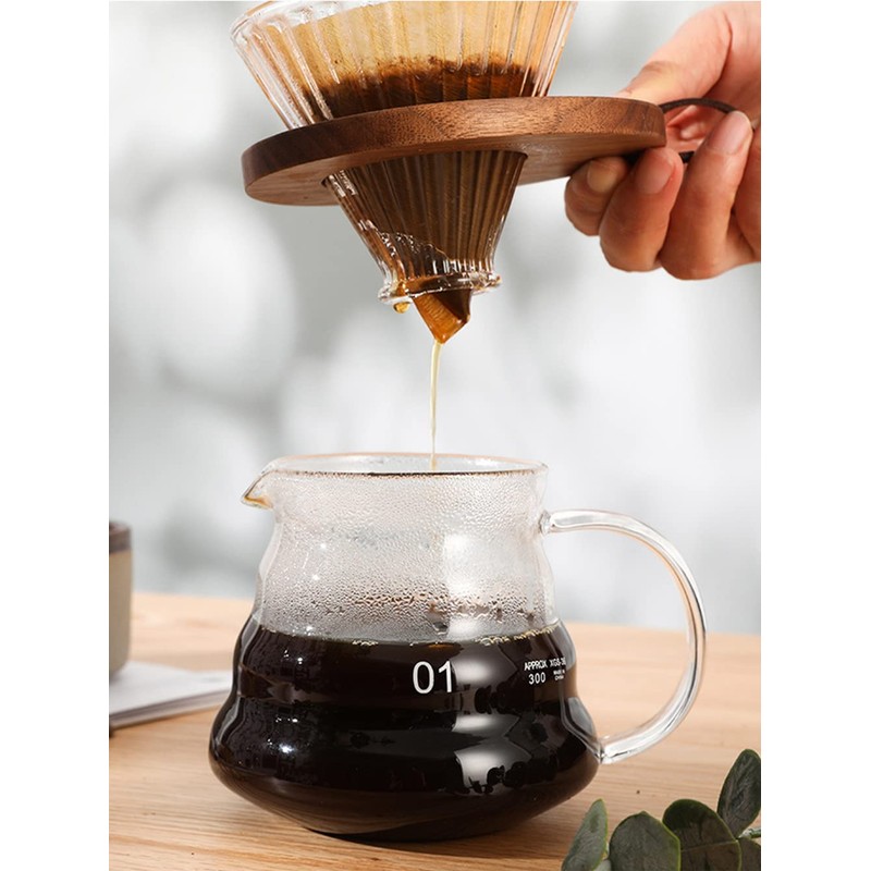AXUYU Pour Over Coffee Dripper V60 Glass Coffee Funnel Filter