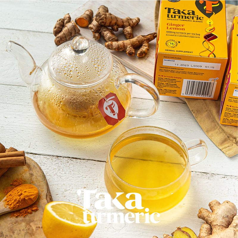 Taka Turmeric, 1 pack (15 Teabags) Organic Lemon and Ginger