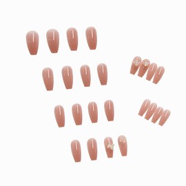 24pcs Long Nail Pieces Removable Cute Elegant Nail Bow Butterfly Decoration Ballet Shoes Shaped Nail Art Artwork