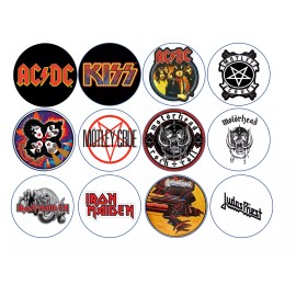 Handmade 12 rock band mix edible paper, cupcake cookie toppers CHOOSE SIZE - 2"
