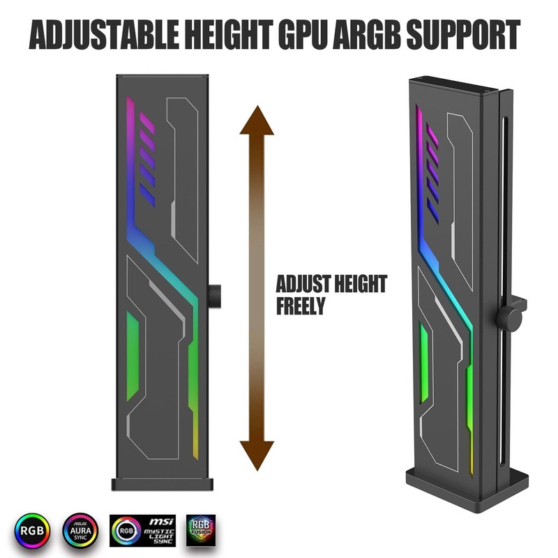 Black Graphics Card Support Bracket ARGB VE180-Black, GPU Stand Brace