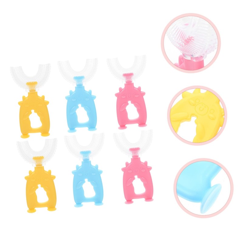 Ipetboom 2sets 6pcs U Shaped Manual Toothbrushes for Soft Brush