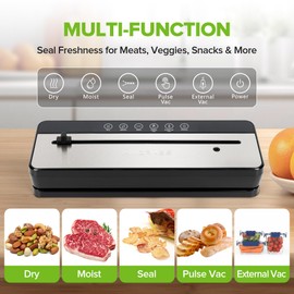 Vacuum Sealer Machine, Amzpass Vacuum Sealer for Food Storage with 20 Vacuum Bags, Multi-Functional Food Sealer Vacuum Sealers, Built-in Cutter Vacuum Sealers, External VAC for Jars & Containers