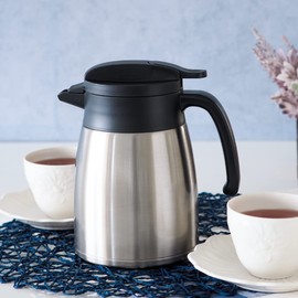 Atlas AVTP-1100SV2P Thermal Pot, Set of 2, 0.3 gal (1.1 L), Includes Pressing Valve, Ultra Lightweight, Energy Saving, Wide Mouth, Tabletop Pot, Stainless Steel Pot, Thermos, Insulated, Double Wall