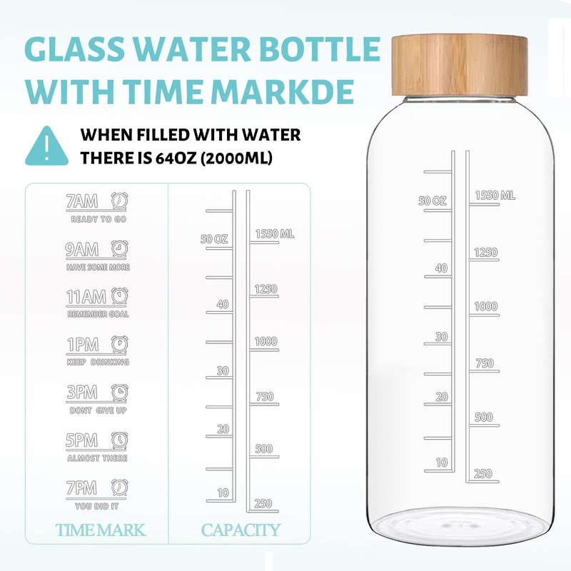 RNCKUUE 1 Liter Glass Water Bottles - 32 oz Large