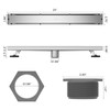 VANCOCO Linear Shower Drain 24 Inch, Brushed 304 Stainless Steel