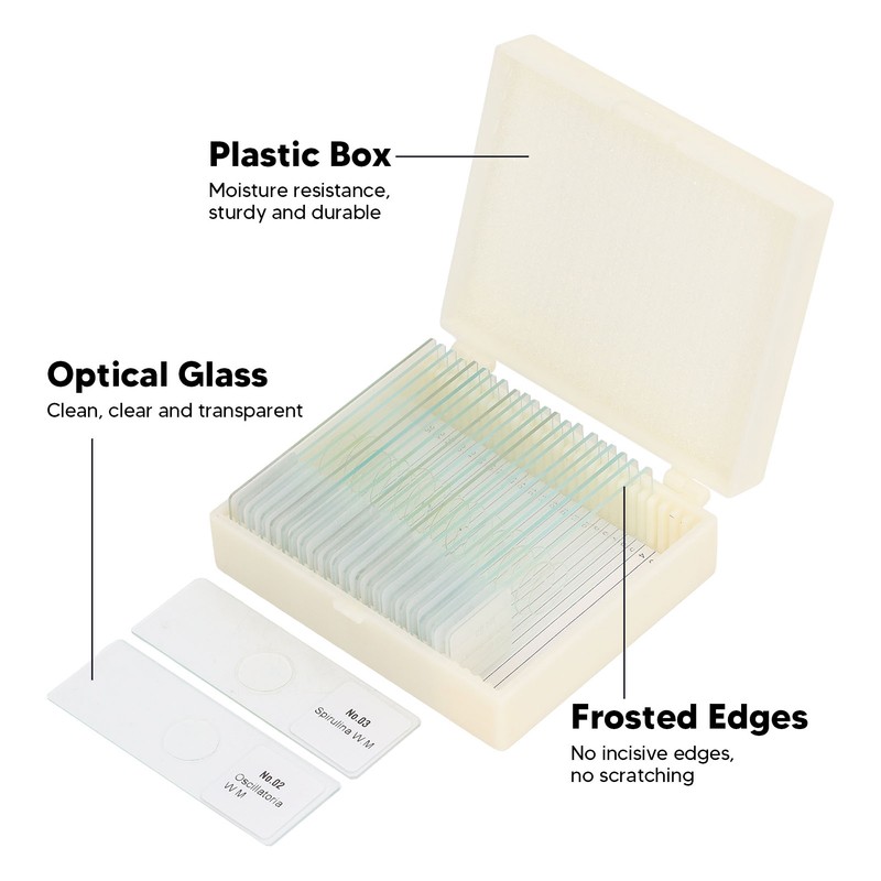 25PCS Microscope Slides Optical Glass Cover Transparent Slide Set for