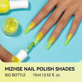 MIZHSE Quick Dry Nail Polish: Neon Yellow Bright Nail Polish Air Dry Fast, 15ml/0.5 fl oz Regular Water-based Nail Lacquer Non-Gel Full Coverage High Glossy Shine Manicure DIY Nail Art Ideal Gift