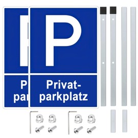 Pack of 2 Private Parking Sign with Posts with 90 cm High Pole, Parking Prohibited Sign, Parking Sign, Parking Sign - Easy Assembly