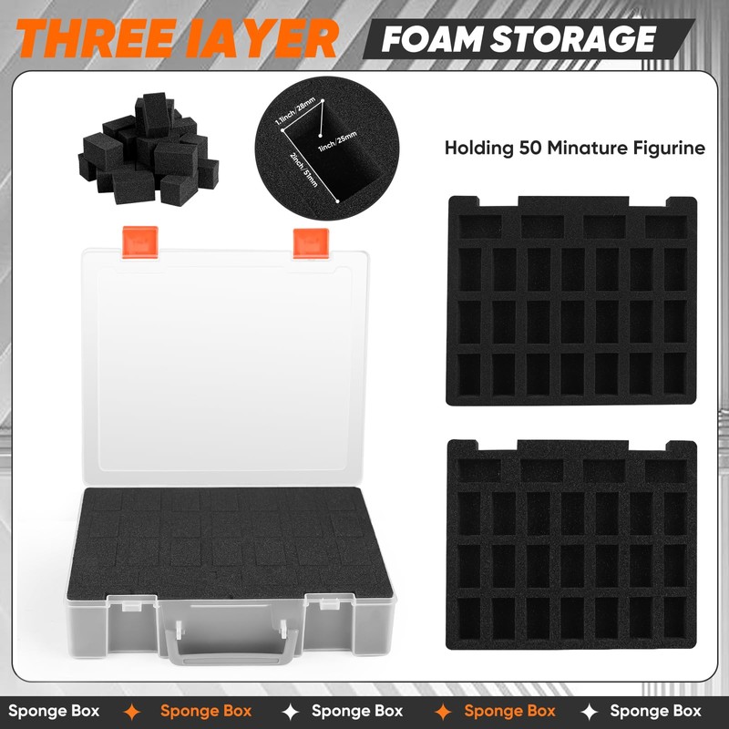 Miniature Storage Carrying Figure Case - 50 Slot Figurine Minature