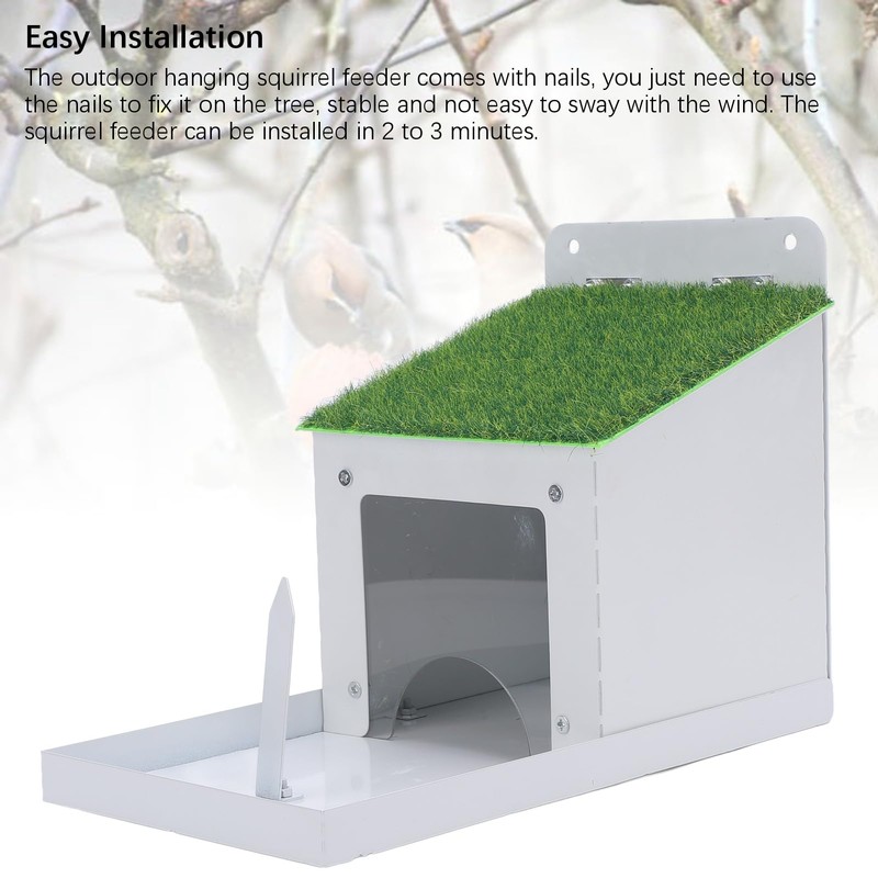Squirrel Feeder, Solid Structure Weather Proof Metal Squirrel Feeding Box