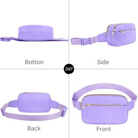 Frenou Fashion Fanny Bag-Waist Pack With Adjustable Belt Bag-Unisex Crossbody Pack For Travel Running Hiking, Light Purple