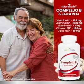 Natural Health Complejo B + Jalea Real | Suplemento Alimenticio con Vitaminas B1, B2, B6 y B12 | Frasco con 60 Cápsulas de 500 mg C/U