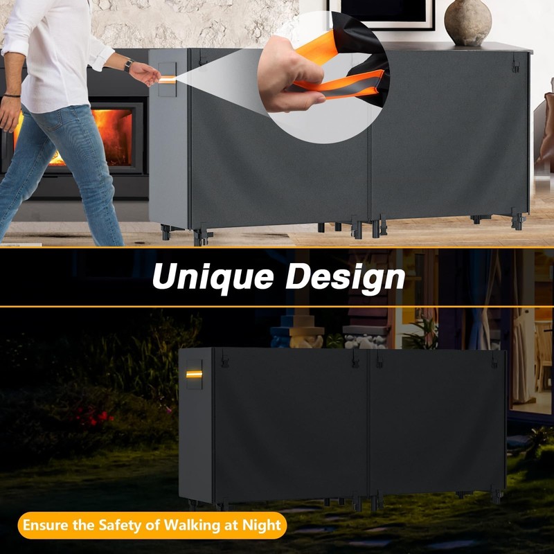 EVRBUL 8ft Waterproof Firewood Rack Cover, 420D Heavy Duty Fabric