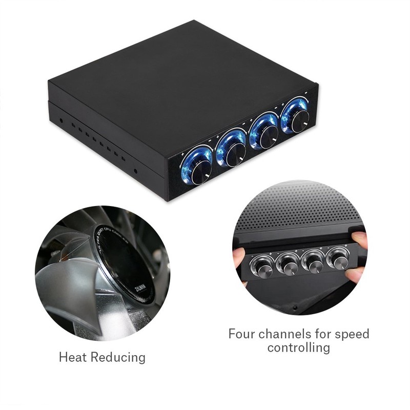 PC Fan Speed Controller 4 Channel Heatsink Controller for Computer