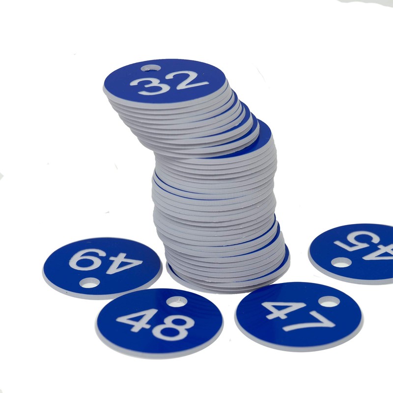 Blue Plastic Engraved Number Plates without Key Rings 1-100