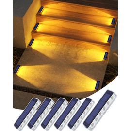 DetarZinLED Solar Step Lights for Outside,6 Pack Solar Stair Lights Outdoor Waterproof,Warm White Deck Light Solar Powered Waterproof for Steps,Stairs,Walkway,Sidewalk,Patio,Pathway