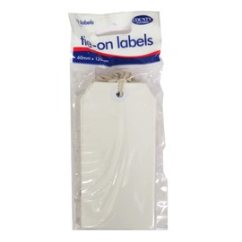 White Colour tie-on Luggage Labels 60x120 mm Strung Tags - Pack of 10