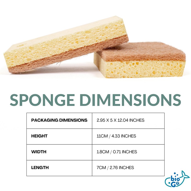 bioGo 24 Pack Biodegradable Kitchen Sponges - Eco-Friendly, Compostable, Natural