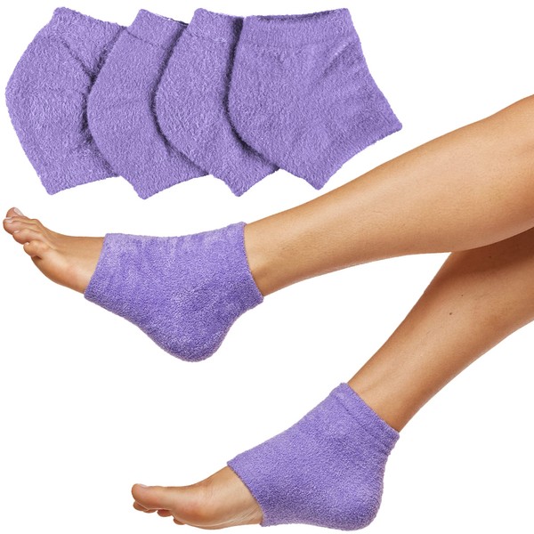 ZenToes Moisturizing Fuzzy Sleep Socks with Vitamin E, Olive Oil and Jojoba Seed Oil to Soften and Hydrate Dry Cracked Heels (Regular, Purple)