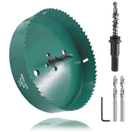 Qjaiune 6 3/8 Inch / 162mm Hole Saw with Arbor, 6.375 Inch Hole Saw HSS Bi-Metal Hole Cutter Smoothly Cutting in Cornhole Boards, Plastic, Wood, Fiberboard, Drywall