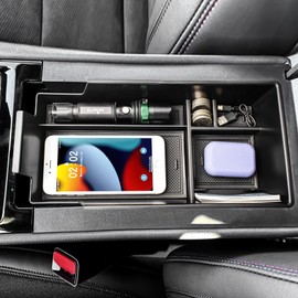 EDBETOS Center Console Organizer Compatible with 2024 2025 2026 Chevy Blazer EV Insert Tray Pallet Storage Accessories Interior Secondary Armrest Storage Box, ABS Black