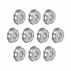 Unbranded F696ZZ Flange Ball Bearings 6x15x5mm Shielded Chrome Plated Bearings 10 Pieces