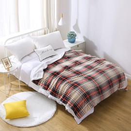 MERRYLIFE Plaid Sherpa Throw Blanket for Couch | Ultra-Plush Decorative Soft Colorful | Plush Travel Chair Blanket Throws(60" 80",Tartan)