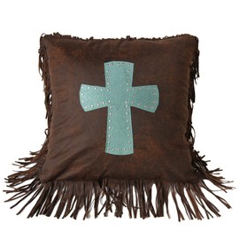 HiEnd Accents Cheyenne Western Accent Pillow, Turquoise Cross