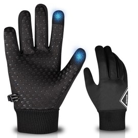 SAWANS Running Gloves Cycling Warm Winter Gloves Men Women Anti Slip Touchscreen Lightweight Riding Driving Windproof Outdoor Thermal Gloves Cold Weather (Black, S)