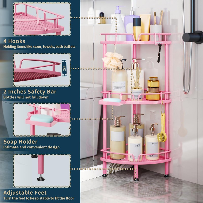 Consumest Corner Shower Caddy Stand - 3 Tier Shower Organizer