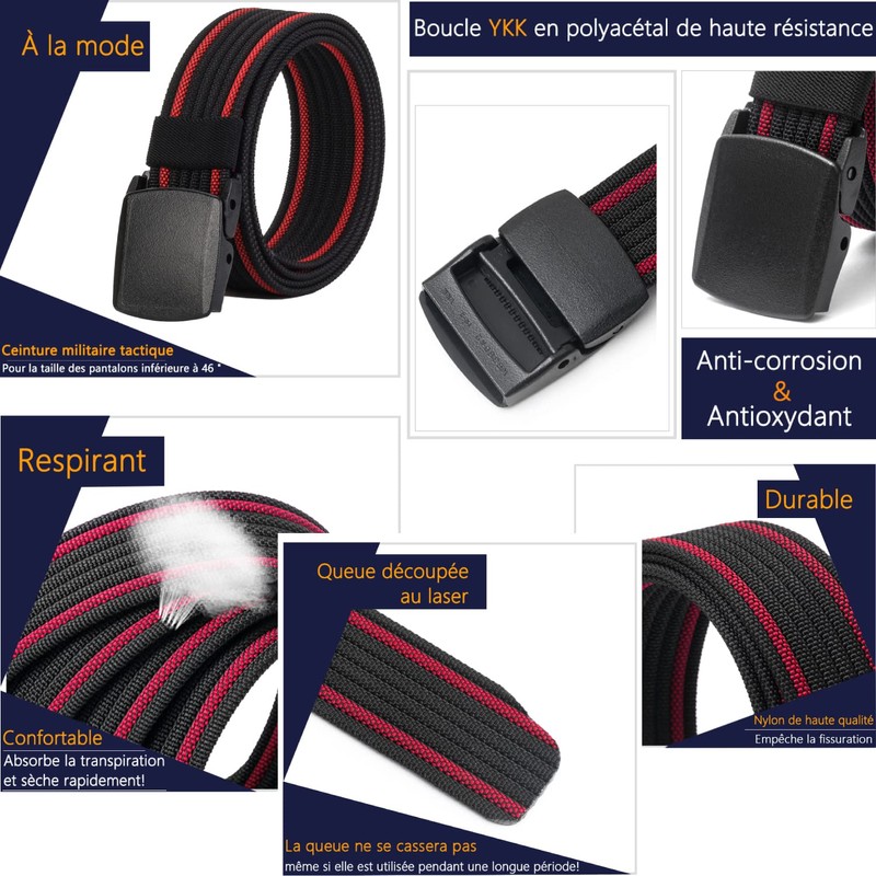 LionVII Men's Belt Plastic Buckle Military Webbing Fully Adjustable Work